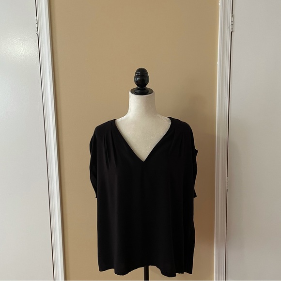 Black V Neck Blouse - Picture 2 of 6